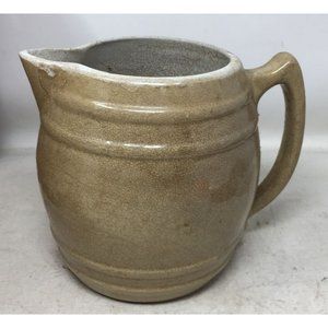 Vintage Ceramic Barrel Shaped Handled Pitcher